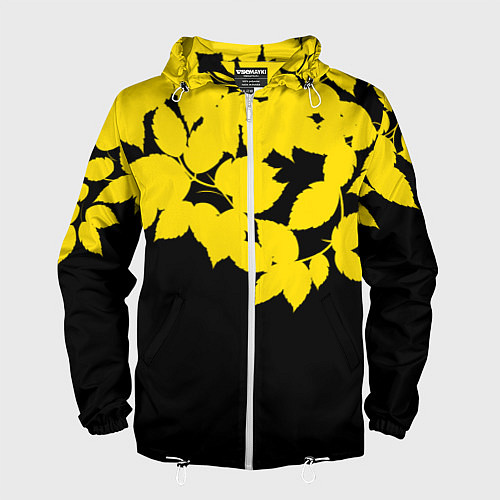 Мужская ветровка Желтые Листья - Минимализм / 3D-Белый – фото 1