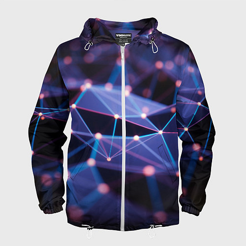 Мужская ветровка Абстрактные линии и свечение / 3D-Белый – фото 1