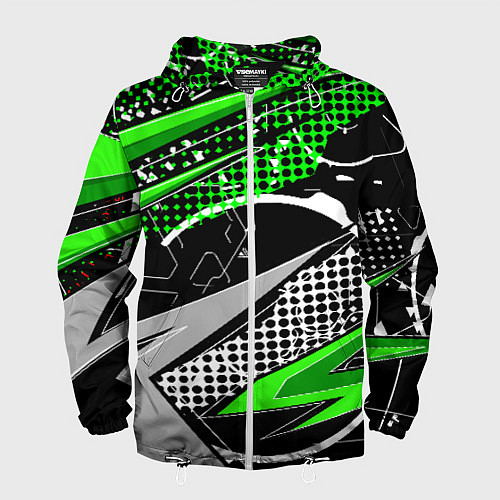 Мужская ветровка Black and green corners / 3D-Белый – фото 1