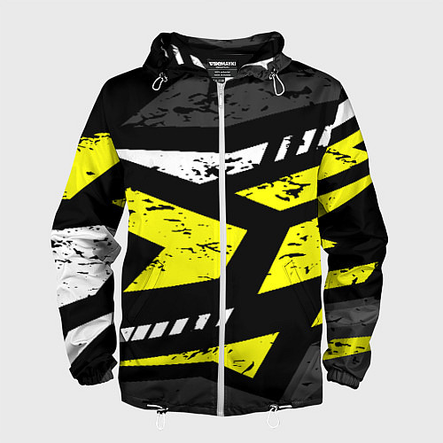 Мужская ветровка Black yellow abstract sport style / 3D-Белый – фото 1