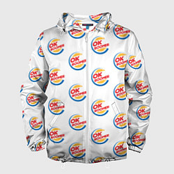 Ветровка с капюшоном мужская OK boomer logo, цвет: 3D-белый