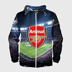 Ветровка с капюшоном мужская FC Arsenal, цвет: 3D-белый