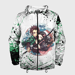 Ветровка с капюшоном мужская KIMETSU NO YAIBA, цвет: 3D-черный