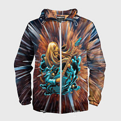 Ветровка с капюшоном мужская ROCK GIRL, цвет: 3D-белый