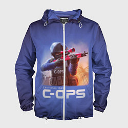 Ветровка с капюшоном мужская Critical Ops, цвет: 3D-белый