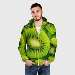 Ветровка с капюшоном мужская Зеленый киви, цвет: 3D-белый — фото 2