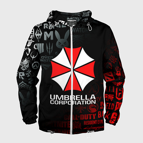 Мужская ветровка RESIDENT EVIL UMBRELLA CORP / 3D-Белый – фото 1