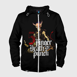 Ветровка с капюшоном мужская Five Finger Death Punch, цвет: 3D-белый