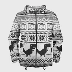 Ветровка с капюшоном мужская Свитер с T-rex'ами, цвет: 3D-черный