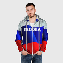 Ветровка с капюшоном мужская Россия, цвет: 3D-белый — фото 2
