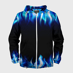 Ветровка с капюшоном мужская Синий Огонь, цвет: 3D-белый