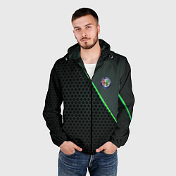 Ветровка с капюшоном мужская Alfa Romeo, цвет: 3D-черный — фото 2