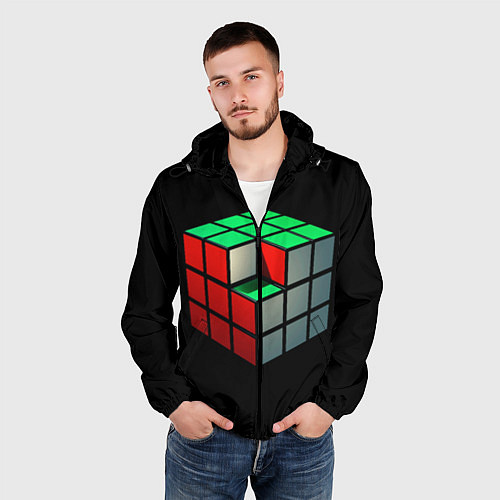 Мужская ветровка Кубик Рубика / 3D-Черный – фото 3