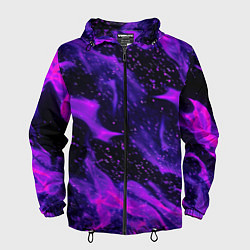 Ветровка с капюшоном мужская ФИОЛЕТОВЫЙ ОГОНЬ, цвет: 3D-черный