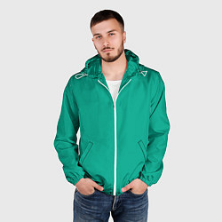 Ветровка с капюшоном мужская Зеленый, цвет: 3D-белый — фото 2