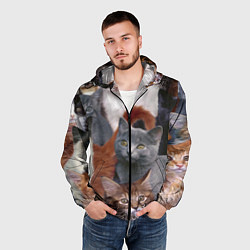 Ветровка с капюшоном мужская КОТЯТКИ, цвет: 3D-черный — фото 2