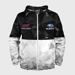 Ветровка с капюшоном мужская SUBARU WRX STI спина Z, цвет: 3D-белый