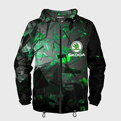 Ветровка с капюшоном мужская SKODA, цвет: 3D-черный