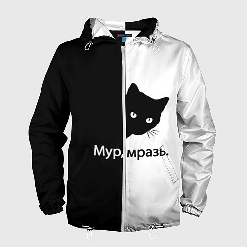 Мужская ветровка Черный кот / 3D-Белый – фото 1