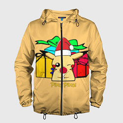 Ветровка с капюшоном мужская New Year Pikachu, цвет: 3D-черный