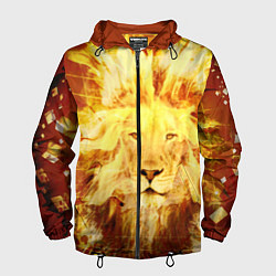 Ветровка с капюшоном мужская Лев, цвет: 3D-черный