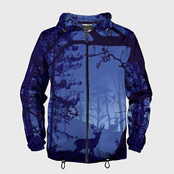 Ветровка с капюшоном мужская ЛЕС, цвет: 3D-черный