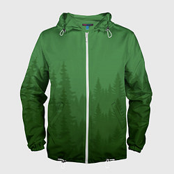 Ветровка с капюшоном мужская Зеленый Лес, цвет: 3D-белый