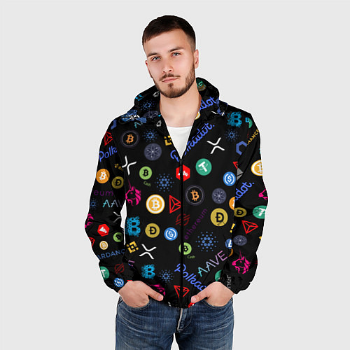 Мужская ветровка ЛОГОТИПЫ КРИПТОВАЛЮТ Z / 3D-Черный – фото 3