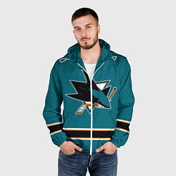 Ветровка с капюшоном мужская Сан-Хосе Шаркс Форма1, цвет: 3D-белый — фото 2