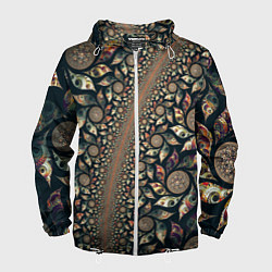 Ветровка с капюшоном мужская Цветок, цвет: 3D-белый