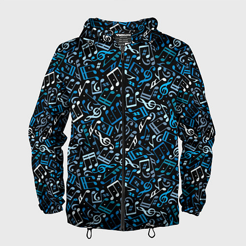 Мужская ветровка Ноты / 3D-Черный – фото 1