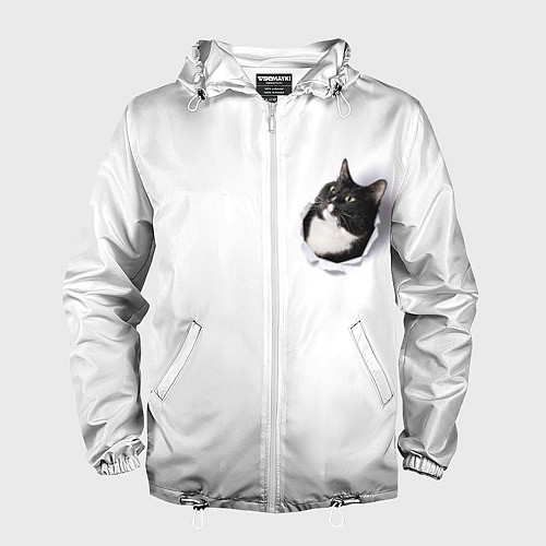 Мужская ветровка КОТ В СЕРДЦЕ / 3D-Белый – фото 1