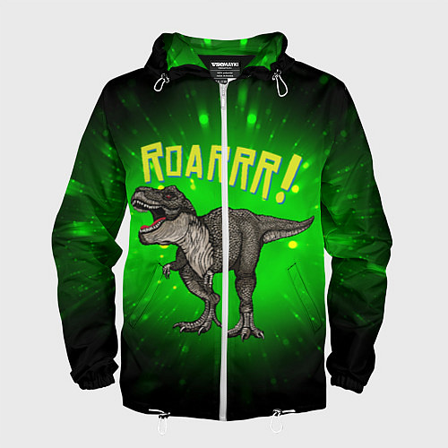 Мужская ветровка Roarrr! Динозавр T-rex / 3D-Белый – фото 1