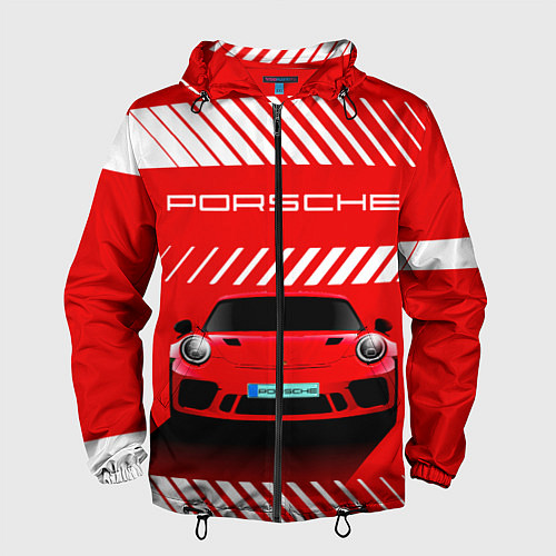 Мужская ветровка PORSCHE ПОРШЕ RED STYLE / 3D-Черный – фото 1