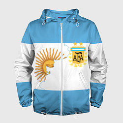 Ветровка с капюшоном мужская Сборная Аргентины, цвет: 3D-белый
