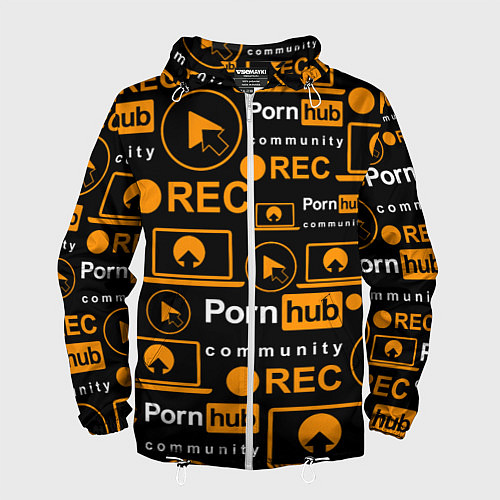 Мужская ветровка PORNHUB ПОРНХАБ УЗОР / 3D-Белый – фото 1