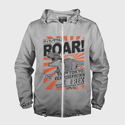 Ветровка с капюшоном мужская ROAR Tokyo T-rex, цвет: 3D-белый