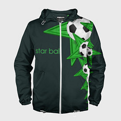 Ветровка с капюшоном мужская Star ball, цвет: 3D-белый