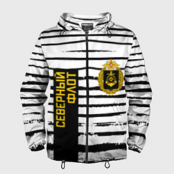 Ветровка с капюшоном мужская СЕВЕРНЫЙ ФЛОТ ТЕЛЬНЯШКА ВМФ, цвет: 3D-черный