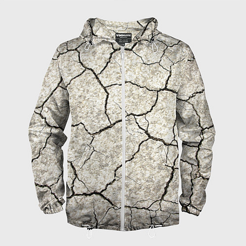 Мужская ветровка Трещины на земле / 3D-Белый – фото 1
