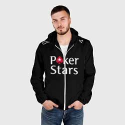 Ветровка с капюшоном мужская Poker Stars, цвет: 3D-белый — фото 2