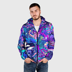 Ветровка с капюшоном мужская Неоновые Звери, цвет: 3D-черный — фото 2