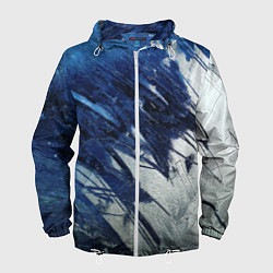 Ветровка с капюшоном мужская Серо-синее абстрактное, цвет: 3D-белый