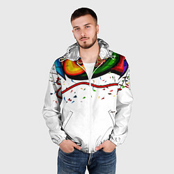 Ветровка с капюшоном мужская Music, цвет: 3D-белый — фото 2