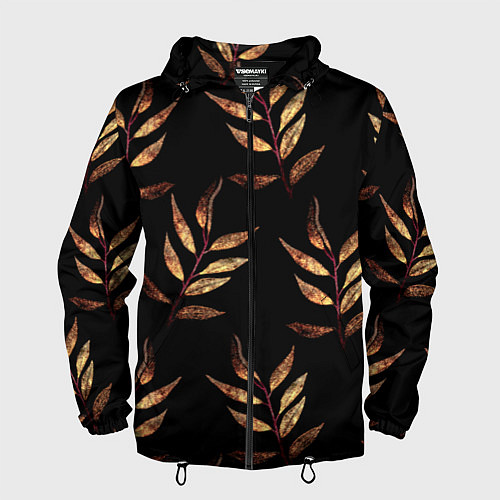Мужская ветровка Золотисто-красные листья / 3D-Черный – фото 1