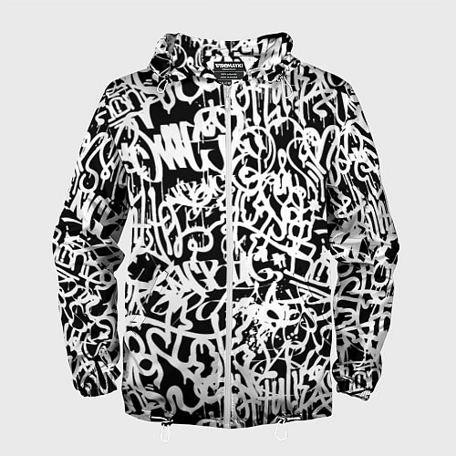 Мужская ветровка Graffiti white on black / 3D-Белый – фото 1