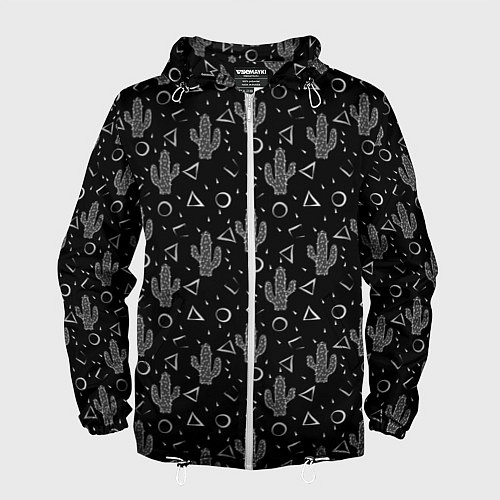 Мужская ветровка Черно белые кактусы / 3D-Белый – фото 1
