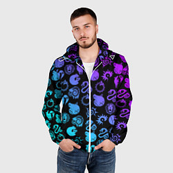 Ветровка с капюшоном мужская 7 СМЕРТНЫХ ГРЕХОВ НЕОН ЭМБЛЕМЫ, цвет: 3D-белый — фото 2