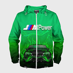 Ветровка с капюшоном мужская BMW GREEN STYLE, цвет: 3D-белый