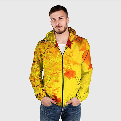 Мужская ветровка ОСЕННИЕ ЦВЕТА ЗОЛОТАЯ ОСЕНЬ / 3D-Черный – фото 3